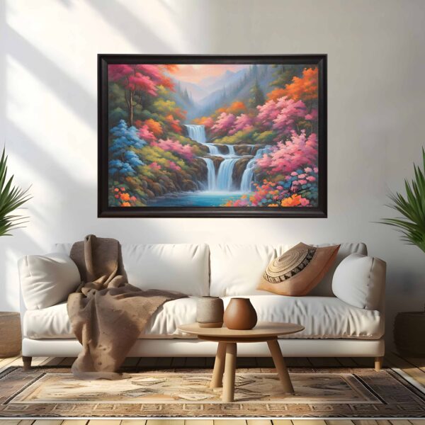 Cascading Tranquility Canvas Painting - Image 2