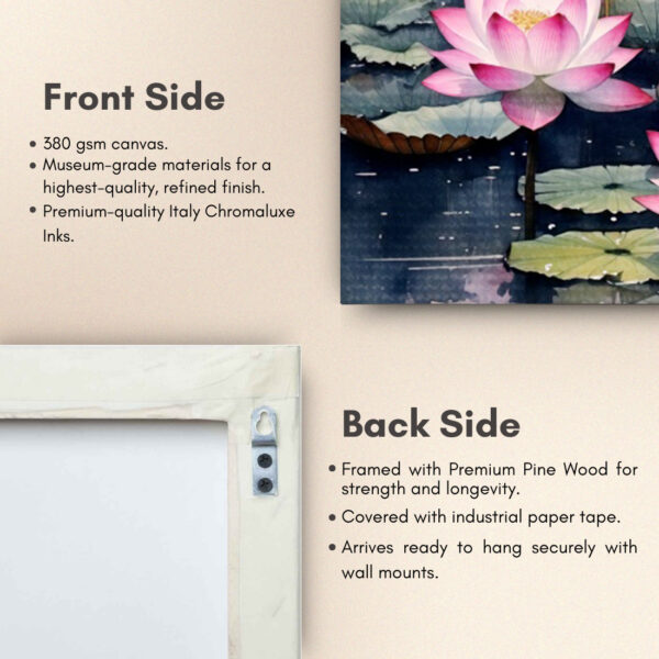 Lotus Flower Lake Canvas Painting - Image 4