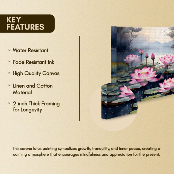 Lotus Flower Lake Canvas Painting - Image 2