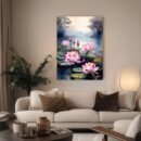 Lotus Flower Lake Canvas Painting
