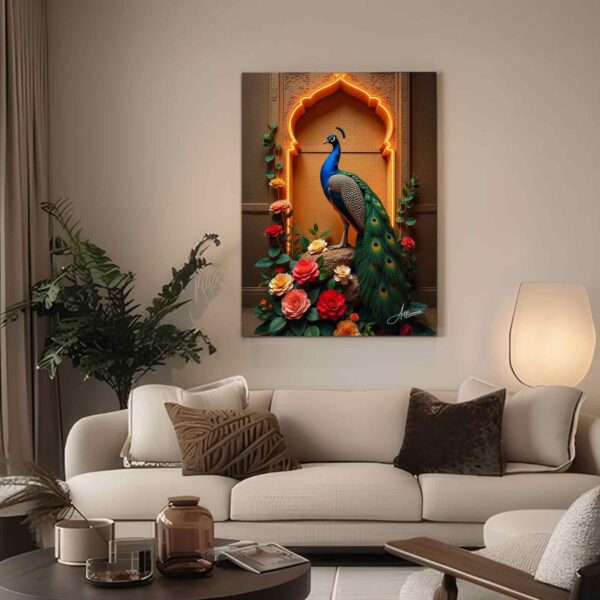 3D Peacock Canvas Painting