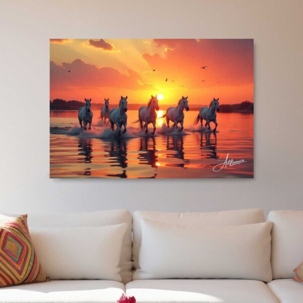 Running Horses Sunset Beach Painting