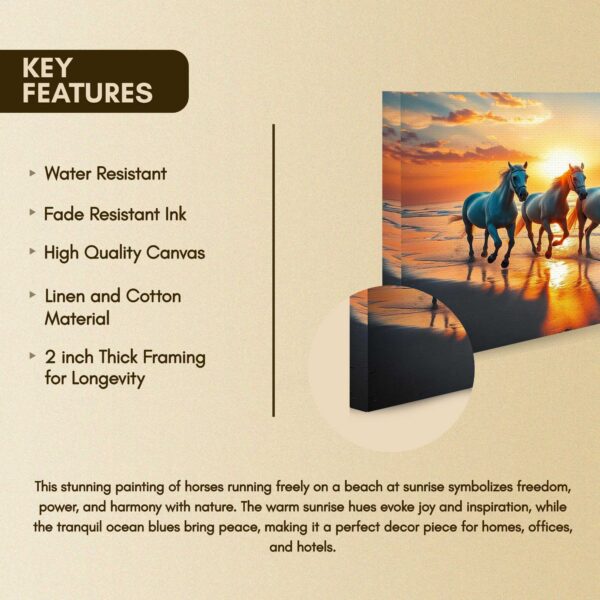 Running Horses on Beach Canvas Painting - Image 2