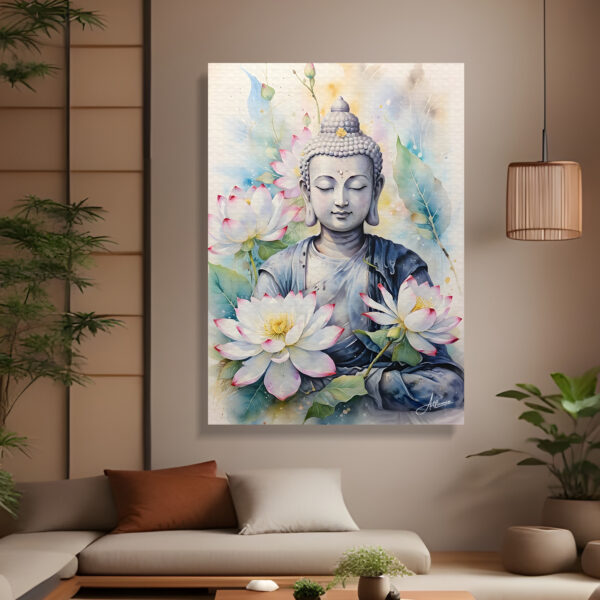 Buddha Floral Canvas Painting